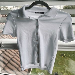 BRANDY MELVILLE | white collared button up tee